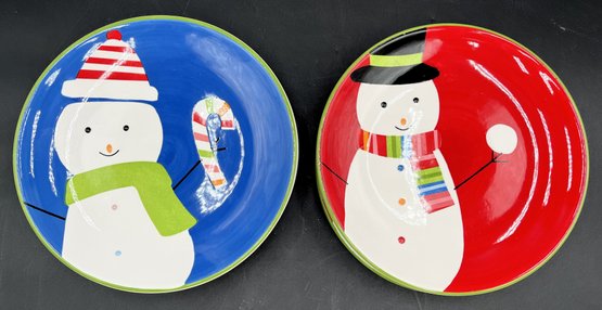 Ceramic Snowman Plates - (K13)