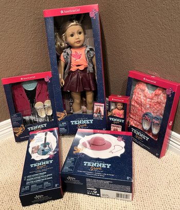 New In Box 'Tenney' American Girl Doll, Mini Doll, 2 Outfits, Hat & Guitar - (PR)