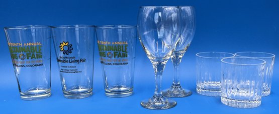 Lot Of 8 Various Type Of Drinking Glasses - (K1)