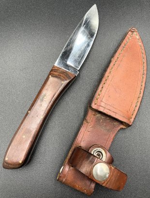 Vintage R. BAKER Knife With Leather Sheath - (LR)