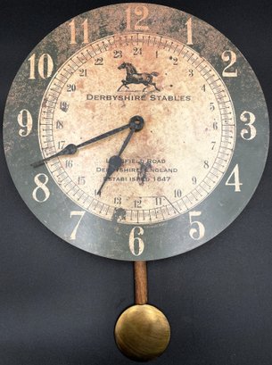 Vintage 'the Derbyshire Stables Clock' With Pendulum - (LR)