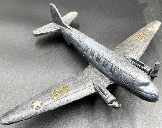 Vintage Cast Iron WWII Douglas Twin Engine Bomber Airplane - (LR)