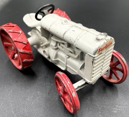Vintage Cast Iron White & Red Tractor - Fordson - (LR)