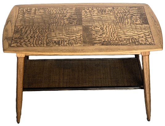Wood & Wicker 2 Tier Side Table - (D)