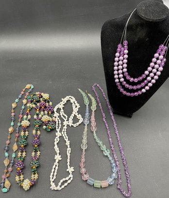 Costume Necklace Bundle (Plastic & Wood Beads) J7 - (BR3)