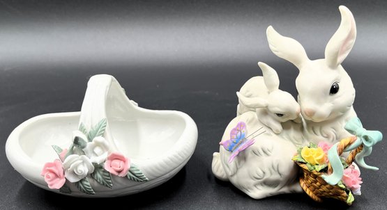 Ceramic Bunny & Basket - (FP)