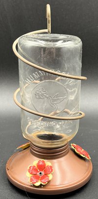 Hummingbird Feeding Jar In Metal Base - (B1)