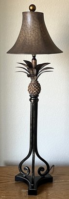 Pineapple Motif Metal Lamp With Leather Lamp Shade - (G)
