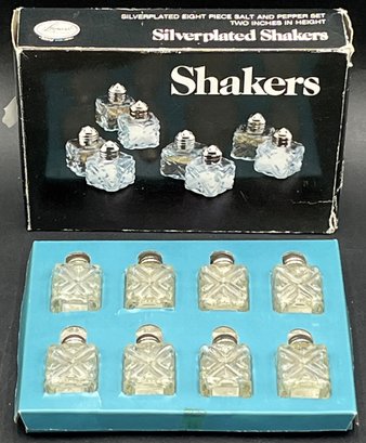 Silver Plated 8 Piece Salt & Pepper Shakers Set - (K7)