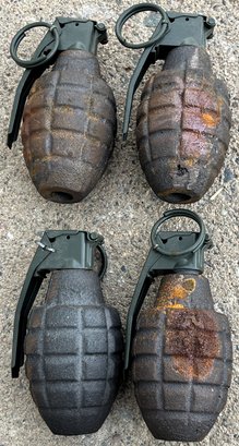 Lot Of 4 Pineapple Hand Grenades Drilled Out Bottoms - (S1)