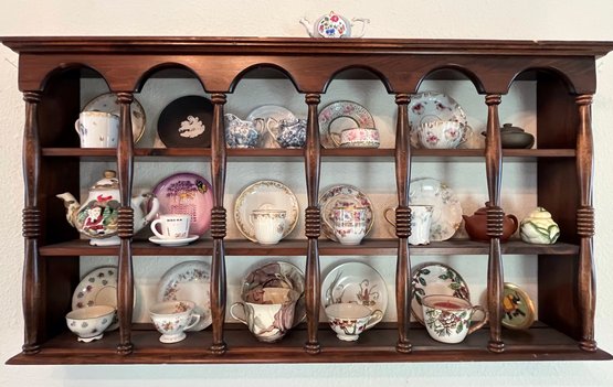 Tea Cup & Saucer Collection With Hanging Curio