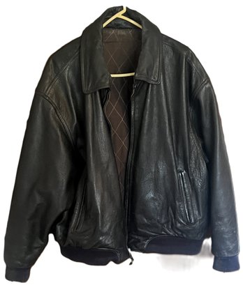 Men's Black Leather Jacket - Size XL (BBR)
