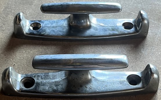 2 Vintage Chrome Ford Truck Bed Tie Downs 1970s Era - (S)
