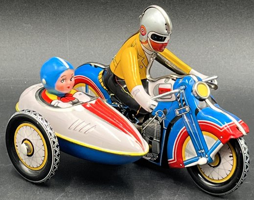 SCHYLLING Collector Series Tin Wind Up Motorcycle & Sidecar - (A4)