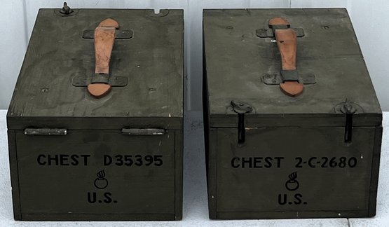 2 WWI US Military Wood Chests - (C1)