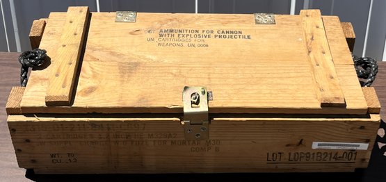 US Military Wood Ammunition Crate For 2 Cartridges 4.2 Inch M329A2 Cannon - (C1)