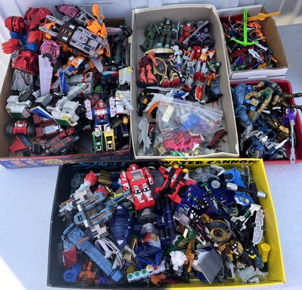 Large Lot Of Transformer Toys In 32 Gallong Storage Tote - (C1)
