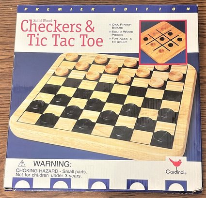 Solid Wood Checkers & Tic Tac Toe - New In Box