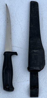 Normark Stainless Swedish Fish Knife & Plastic Sheath - (S)