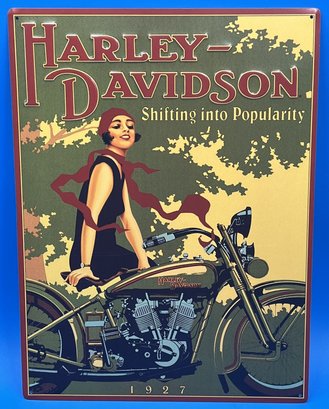 Vintage Metal Sign Harley Davidson Shifting Into Popularity - (A5)
