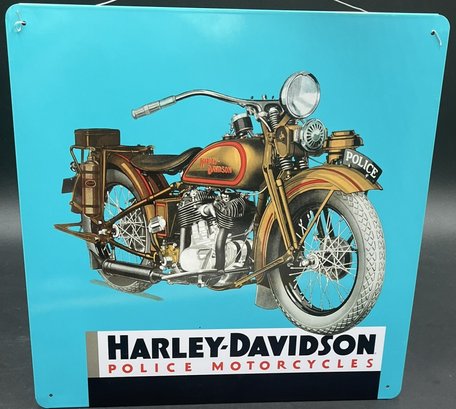 Vintage Metal Sign Harley Davidson Police Motorcycles - (A5)
