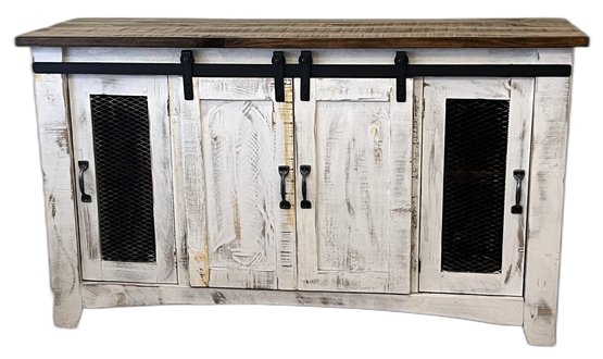 Wood Farmhouse Style Rustic Sliding Door Cabinet - (LR)
