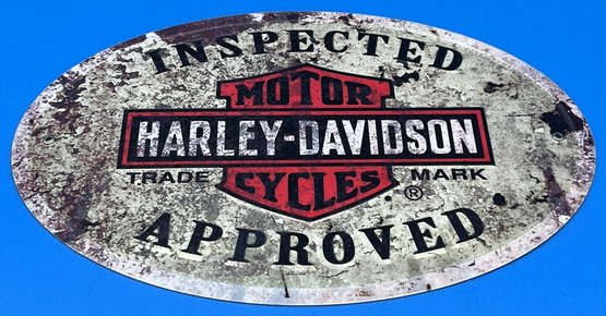 Vintage Metal Sign Harley Davidson 'Inspected' - (A5)