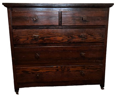 Vintage Wooden Dresser With Wooden Wheels - (B1)