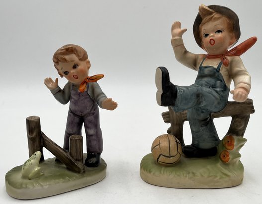 2 Vintage Porcelain Boy Figurines - (LR)