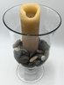 Tall Glass Jar With Candle - (K9)