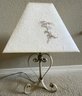 Ivory Wood Twist Design Lamp With Leaf Shade