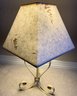 Ivory Wood Twist Design Lamp With Leaf Shade