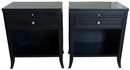 2 ARHAUS FURNITURE Glass Topper Wood Writing Pull Out 1 Drawer Wood End Tables - (G)