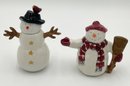 Hand Painted Snowman Sugar & Creamer And Salt & Pepper Shakers - New In Boxes