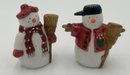 Hand Painted Snowman Sugar & Creamer And Salt & Pepper Shakers - New In Boxes