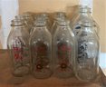 Collection Of 10 Glass Milk Bottles Includes Metal 2 Bottle Carrier