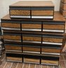 Multiple Stacked Storage Containers Filled With 158 VHS Movies