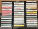 Lot Of 57 Cassette Tapes In 3 Drawer Faux Wood Cassette Case & Soft Case