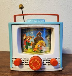 Vintage Fisher Price Peek-A-Boo Screen TV Music Box Toy
