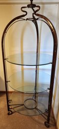 Large Metal & Glass 3 Tier Etagere Stand
