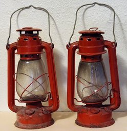 Lot Of 2 Vintage Globe Brand- World Light Mfg Red Lanterns