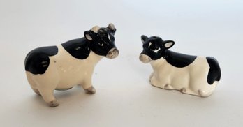 Vintage Ceramic Cow Salt And Pepper Shakers