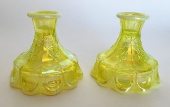 Vintage Vaseline Glass Candle Holders