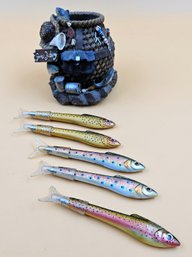 Fun 'Gone Fishing' Pen Caddy W/ Fish Shaped Pens