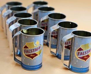 Vintage Tin FALSTAFF Mugs - Lot Of 10 - (HTR)