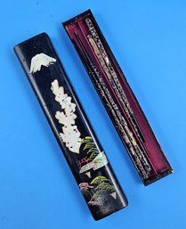 Vintage Chopsticks In Decorative Case - (FR)