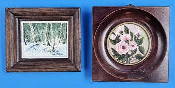 Vintage Signed Artwork In Wood Frames - Lot Of 2 - Artists Jospeh Boon & A. Ebel (FR)