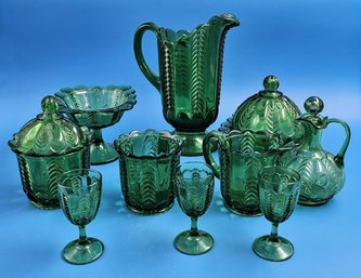 Vintage Green Carnival Glass Bundle - (FR)