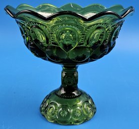 Vintage Green Glass Footed Candy Dish - (FR)