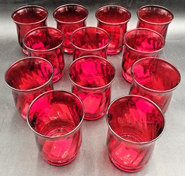 Lot Of 12 Red Optical Hurricane Candle Holder 1/2 - (UT)
